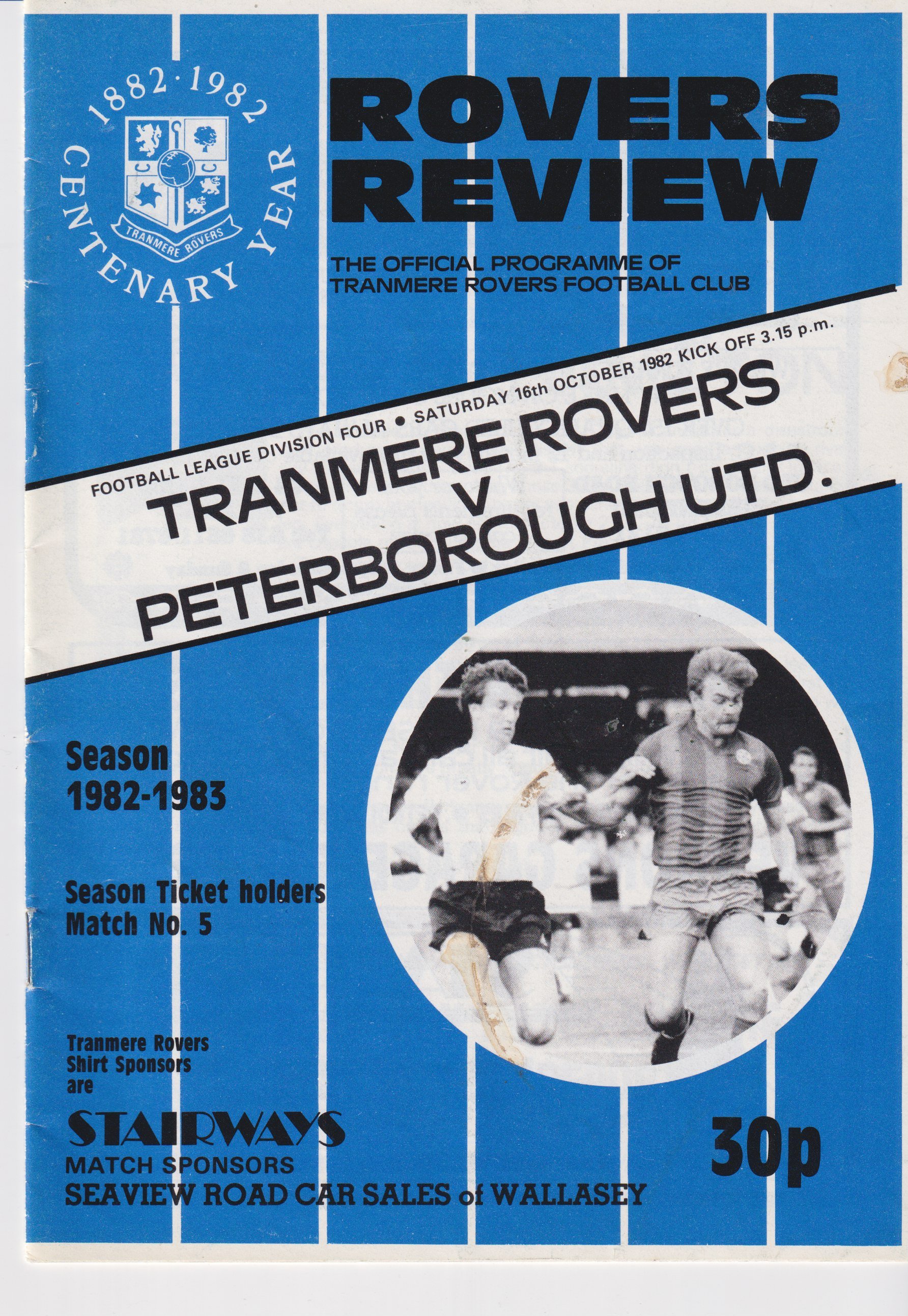 Tranmere Rovers v Peterborough United match programme